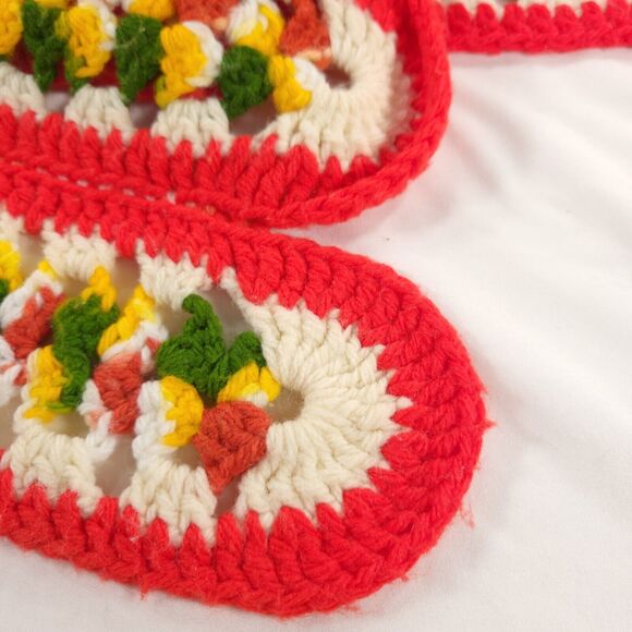 Vintage Handmade Afghan Blanket Crochet Knit Striped 46 x 68 Orange Multi - Picture 5 of 8